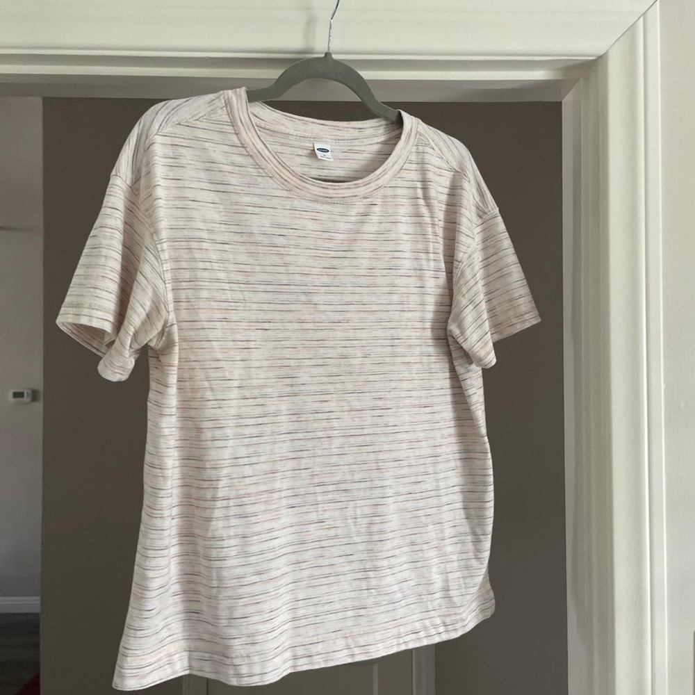 Heathered Cream, Orange, Brown, Blue Tee